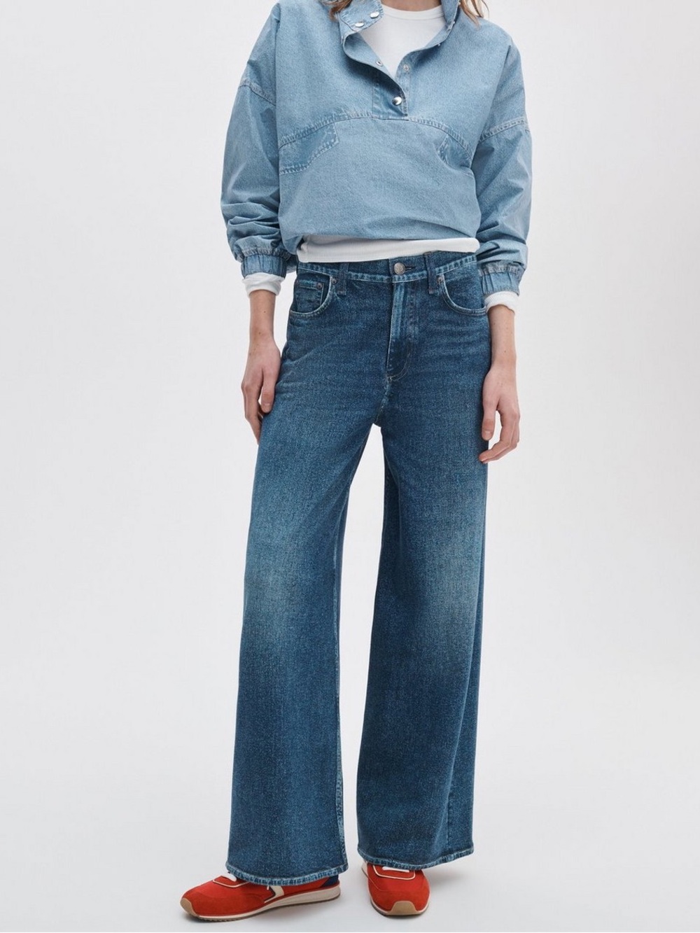 RAG & BONE sz 30 MIRAMAR Sophie Wide Leg Printed Jeans Terry Cotton Venice Ankle - Picture 3 of 9